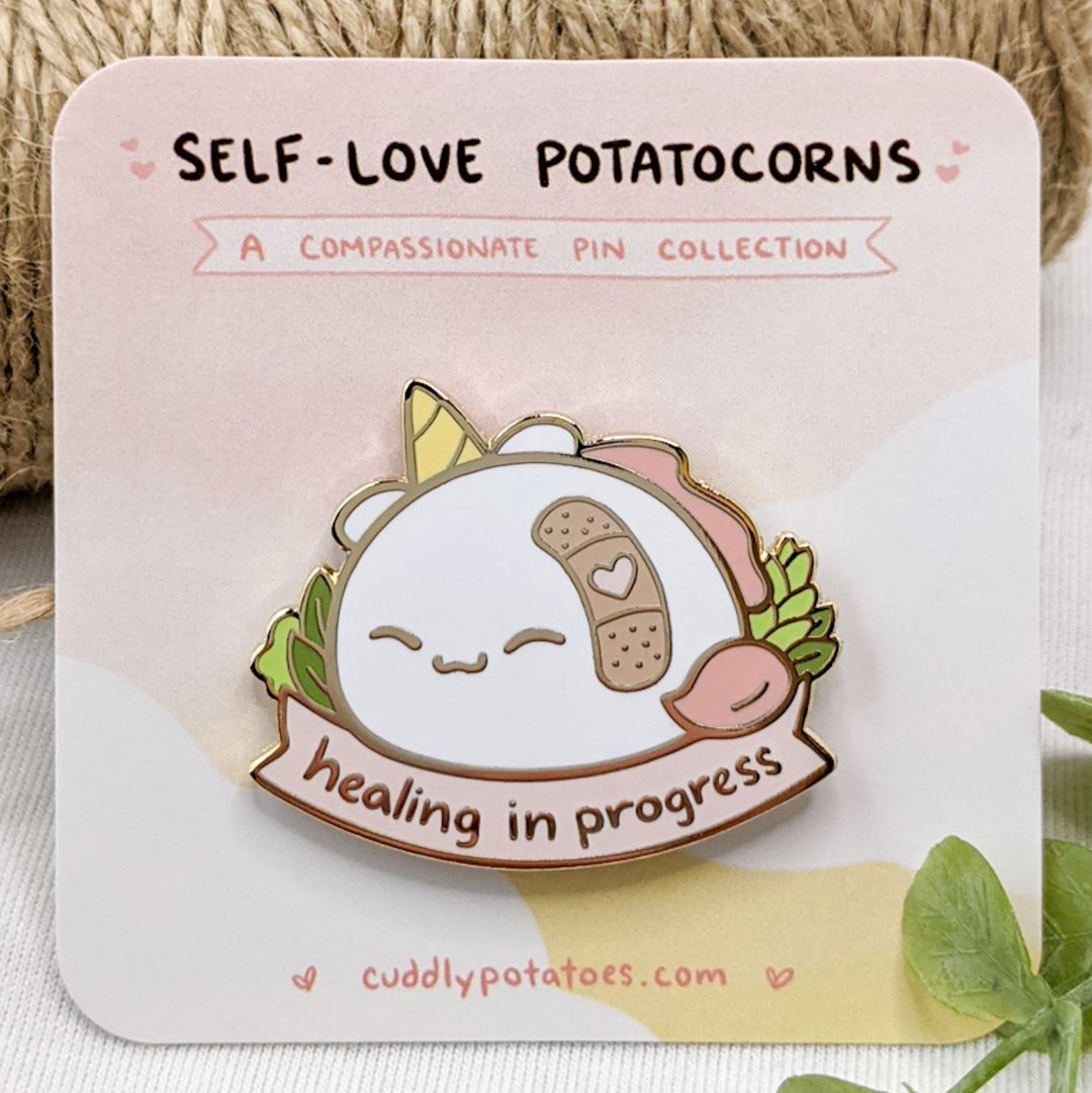 Plant Self-Love Potatocorn Enamel Pin – Cuddly Potatoes