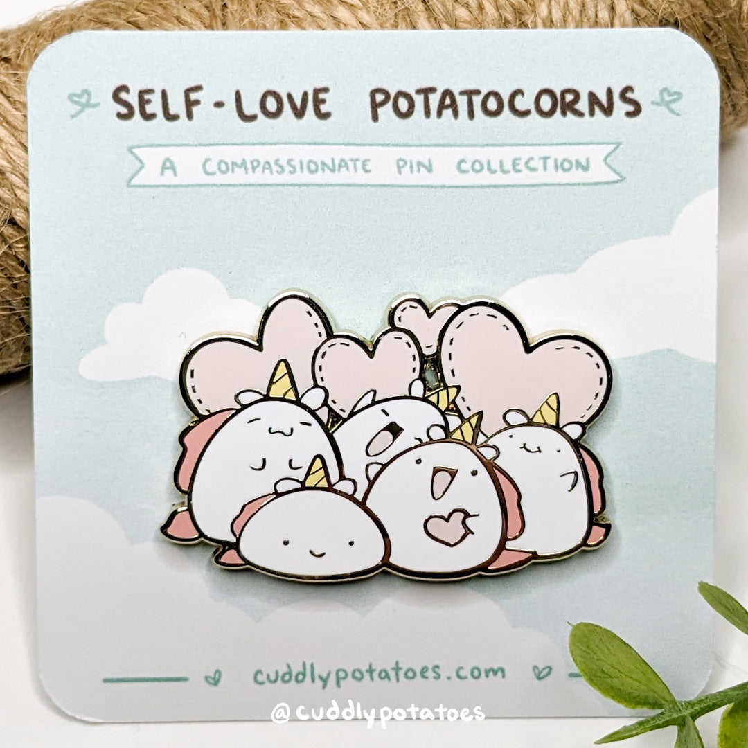 Plant Self-Love Potatocorn Enamel Pin – Cuddly Potatoes