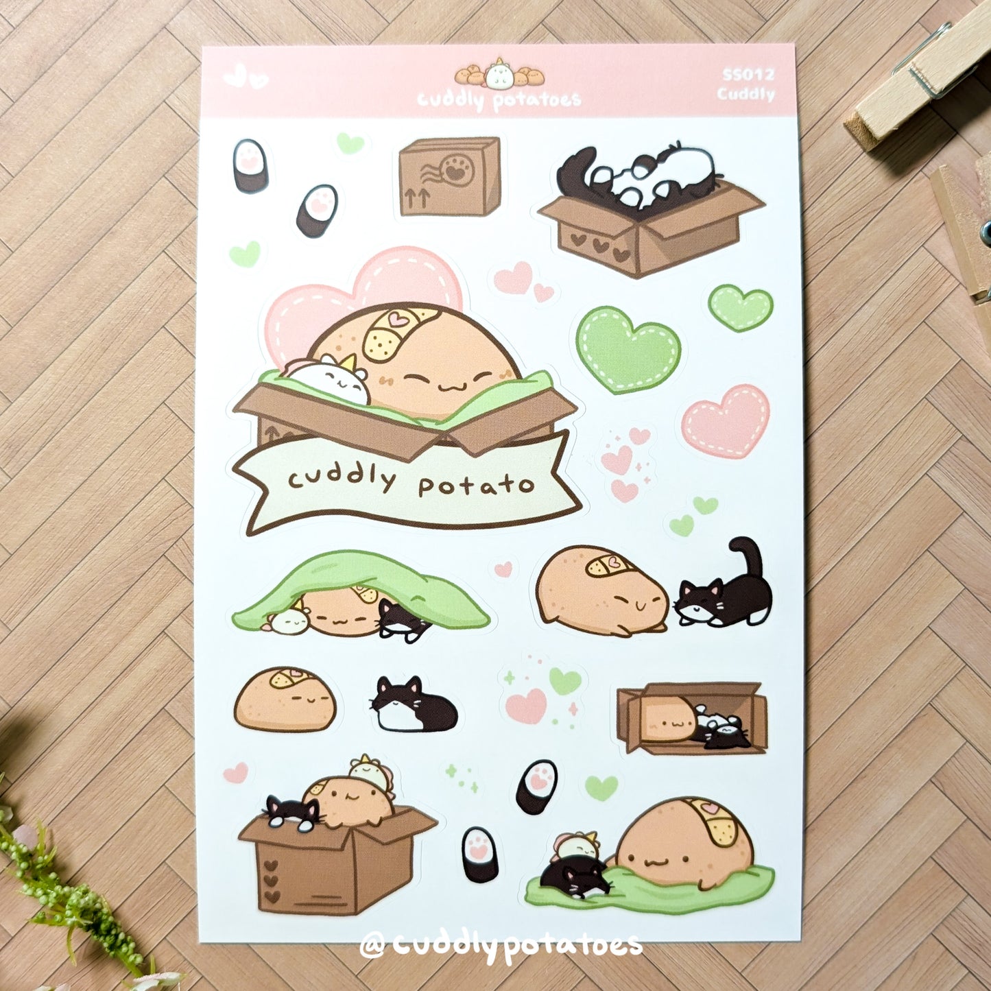 Cuddly Potato & Box Cat - Sticker Sheet