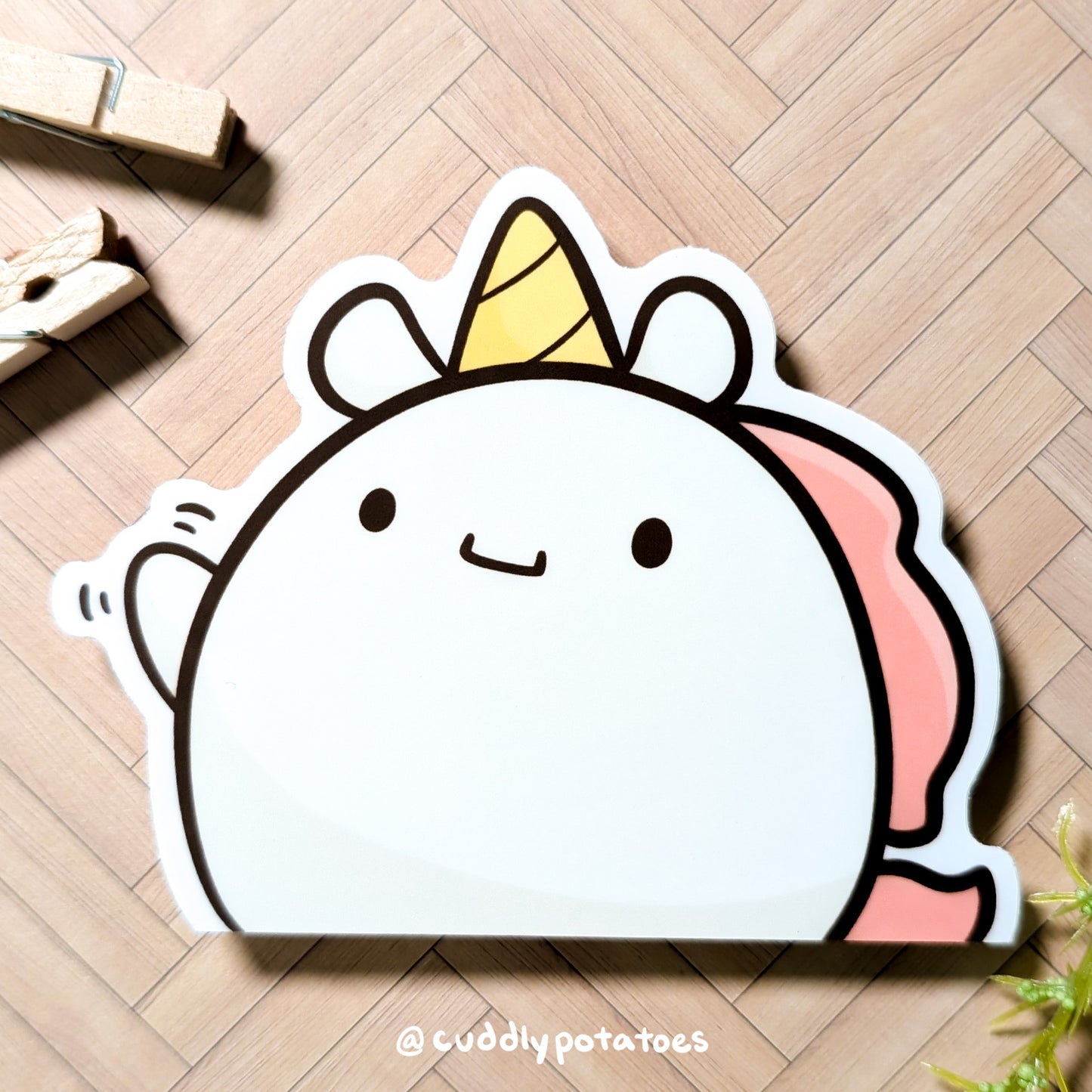 Waving Potatocorn Large Vinyl Sticker