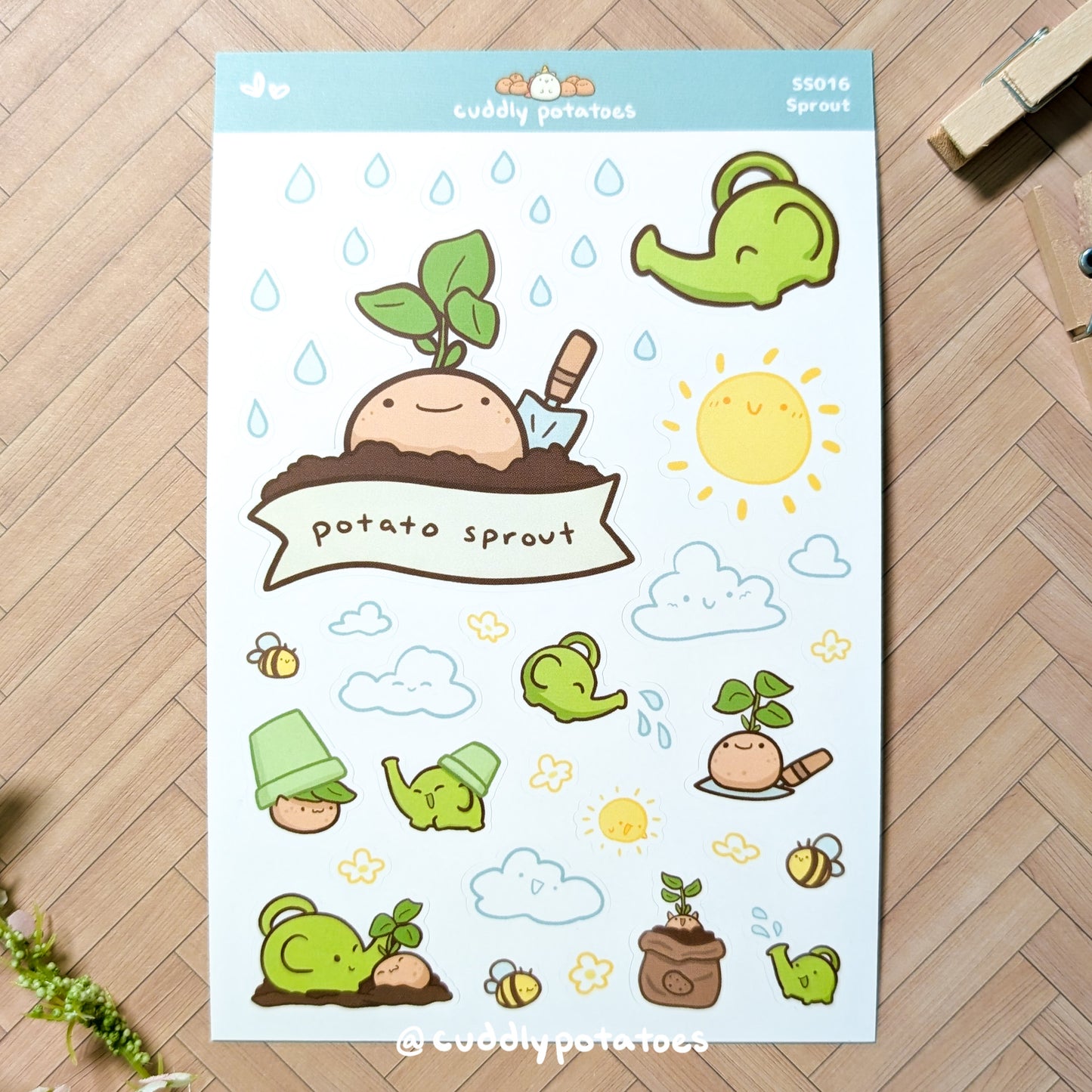 Potato Sprout & Watering Can - Sticker Sheet