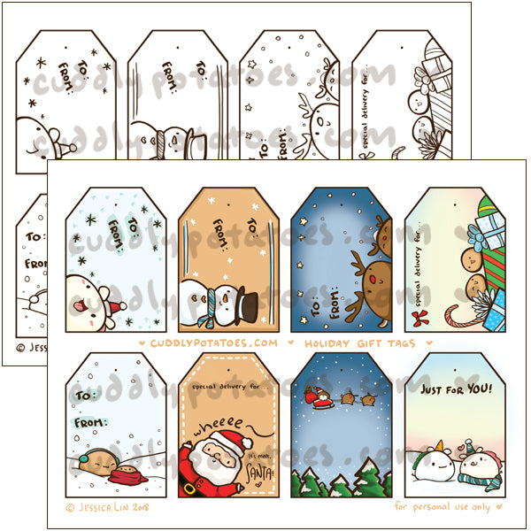 Holiday Potatoes Gift Tag Set - Digital Download